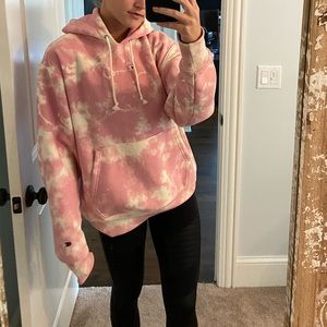 Champion Reverse Weave Hoodie Pink Tie Dye